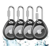 UNBREAKcable Soporte para Apple AirTag (Paquete de 4) - Funda TPU con mosquetón Bloqueo Giratorio de Acero Inoxidable 304, Antipérdida, Impermeable, Ajuste, Negro