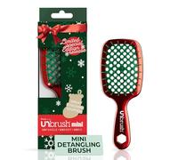 UNbrush - Mini cepillo de pelo navideño para cepillar sin dolor en todos los tipos de cabello húmedo y seco, mini cepillo desenredante con cerdas antiestáticas duraderas, ligero y ventilado, regalos