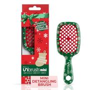 UNbrush - Mini cepillo de pelo navideño para cepillar sin dolor en todos los tipos de cabello húmedo y seco, mini cepillo desenredante con cerdas antiestáticas duraderas, ligero y ventilado, regalos