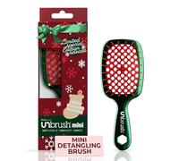 UNbrush - Mini cepillo de pelo navideño para cepillar sin dolor en todos los tipos de cabello húmedo y seco, mini cepillo desenredante con cerdas antiestáticas duraderas, ligero y ventilado, regalos