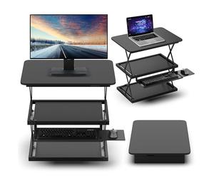 Uncaged Ergonomics CDM2-b - Escritorio ergonómico alto para ordenador portátil y escritorio, color negro