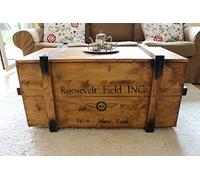 'Uncle Joe' s 75761 baúl Mesa Caja de Madera Roosevelt Field, Vintage, Shabby Chic Madera 98 x 55 x 48 cm, Color marrón Claro