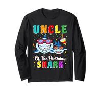 Uncle of The Shark Birthday Family Matching Birthday Nephew Manga Larga