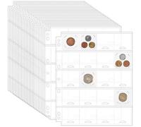 Uncle Paul 500 Bolsillos Hojas de Carpeta para Colección de Monedas (para Sobres de Monedas) - 25 Hojas con Rejilla de Colección 54x52 mm - Diseño de 7 Ranuras (Tamaño A4/Carta) CS5425