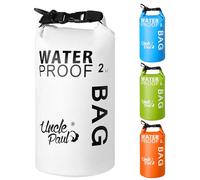 Uncle Paul Bolsas secas para barco, protección de pertenencias, bolsa impermeable para exteriores, a la deriva, barco, kayak, pesca, rafting, natación, camping, canoa, surf, Blanco puro., 2 Literes