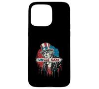 Uncle Sam Graffiti Arte Urbano Patriótico Rojo Blanco Azul Estilo Carcasa para iPhone 15 Pro MAX