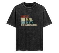 Uncle The Man Myth Legend Bad Influence Men's T-Shirt Unisex Black Cotton Print tee Shirts S