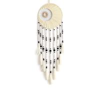 UncleS Anillo doble atrapasueños tejido macramé atrapasueños con borlas largas perlas arte de pared decoraciones colgantes ornamento arte atrapasueños