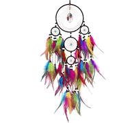 UncleS Atrapasueños con plumas, colorido, hecho a mano, elegante, de cristal, pared de árbol de piedra, originación colgante para dormitorio, decoración de dormitorio, diseño de plumas