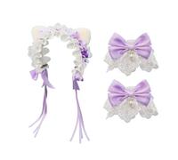 UncleS Elegante Accesorio Para Cabello Con Orejas De Gato Delicados Lazos Y Campanas Encaje Pulsera Disfraces Halloween Diademas Decoración Para Cabello Diadema Con Orejas Gato