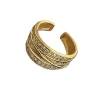 UncleS Elegante juego de anillos de oro y plata para mujer, chapados en oro de 14 quilates con circonita, multiusos, para varias ocasiones, uso casual, anillos de joyería de moda, talla única, como se