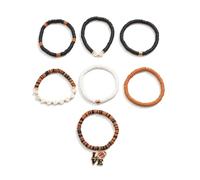 UncleS Elegante pulsera de encanto de fútbol para hombres y mujeres, pulseras ajustables con cuentas de letras apilables para equipo de espíritus de la joyería del día del juego, talla única, como se