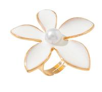 UncleS Elegantes anillos abiertos ajustables con perlas grandes, diseño de flores, para bodas, fiestas, cumpleaños, regalo de boda, talla única, como se describe, como se describe