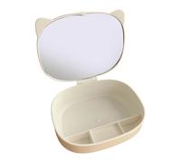 UncleS Estuche de viaje con espejo para cosméticos, estuche de almacenamiento para pintalabios, estación, pinceles, herramientas cosméticas, necesidades de viaje