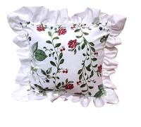 UncleS Funda De Cojín De Terciopelo Holandés con Ribete De Volantes Y Funda De Cojín con Estampado De Flores Nórdicas para Decoración De Sofá De Dormitorio Sala De Estar Funda De Almohada Multiusos