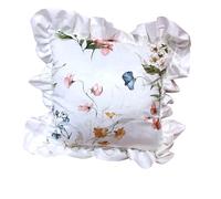 UncleS Funda De Cojín De Terciopelo Holandés con Ribete De Volantes Y Funda De Cojín con Estampado De Flores Nórdicas para Decoración De Sofá De Dormitorio Sala De Estar Funda De Almohada Multiusos