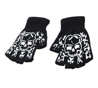 UncleS Guantes térmicos cálidos de esqueleto para invierno, forro cálido, para Halloween, medio dedo, Sección B, Taille unique