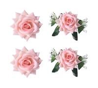 UncleS Paquete de 4 clips de sujeción para cortinas, elegantes cortinas artificiales para ventana de flores de rosas para decoración del hogar, accesorios de cortina, accesorios de cortina