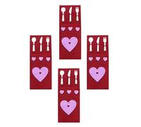 UncleS Paquete De 4 Soportes para Cubiertos para Día De Valentín Sacos para Cubiertos Organizadores De Cubiertos Rectangulares Decoración De De Comedor Bolsas para Cubiertos con Forma