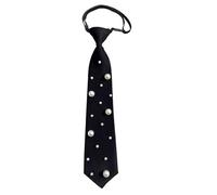 UncleS Pearls Embellished Necktie for Women’s Wardrobe Polyester Fabric Pre Tied Black Neck Tie Wedding Office Daily Outfits Pearls Necktie for Women