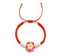 UncleS Pulsera De Cuerda Trenzada Hecha A Mano Colorido Plumeria Charm con Colgante Flor Bohemia Joyería Playa Elegante con Dijes Florales Trenzados