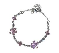 UncleS Pulsera De Flores Durazno Pulsera Ajustable Flores Cerezas Durazno con Cristales Circón para Amantes Joyería para Niñas Dulces