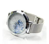 UncleS Reloj de pulsera digital de acero inoxidable para mujer con malla azul con diamantes de imitación