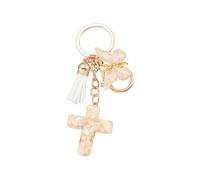 UncleS Resins Crosses and Butterfly Keychain with Tassels Christian Accessories Backpack Bag Charm Car Keyring Ornament Decors Women’s Religious Gift