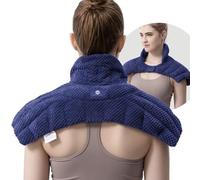 UNCN Bolsa de trigo grande apta para microondas para cuello y hombro, almohadilla de calor para microondas para aliviar el dolor, calentador de cuello y hombros con terapia de calor natural