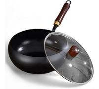 Uncoated Thick Iron Pot - Suntuup Japanese Pan,Hand Hammered Cast Iron Egg Pan with Lid for Induction, Electric, Gas, Durable and Rust-Free (Glass Lid,7,9in)
