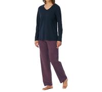 Uncover by Schiesser Damen Schlafanzug Set Shirt Langarm mit Langer Schlafhose-Nachtwäsche Juego de Pijama, Azul Nocturno_182852, 46 Mujeres