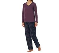 Uncover by Schiesser Damen Schlafanzug Set Shirt Langarm mit Langer Schlafhose-Nachtwäsche Juego de Pijama, Ciruela_182853, 42 Mujeres