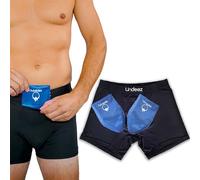 Undeez - Ropa Interior para vasectomía, Incluye 2 Paquetes acumuladores de frío de Ajuste Personalizado y Calzoncillos Tipo bóxer cómodos para sujeción Testicular y aliviar el Dolor, Negro -, Large