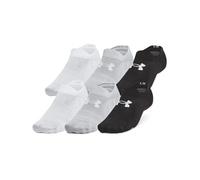 Under Armour Essential - Calcetines unisex con pestaña ultra baja para adultos, paquete de 6 unidades, (002) negro/negro/gris halo, talla S