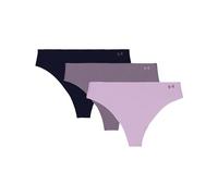 Under Armour 3-Pack Pure Stretch No Show Thong Underwear, All-Day Comfort & Ultra-Soft Fit Tanga, Ace Morado, XL (Pack de 3) para Mujer