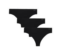 Under Armour 3-Pack Pure Stretch No Show Thong Underwear, All-Day Comfort & Ultra-Soft Fit Tanga, Negro, L (Pack de 3) para Mujer