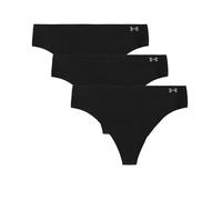 Tanga invisible Under Armour Pure Stretch para mujer - Paquete de 3 Negro / Negro / Acero L