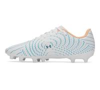 Under Armour Botines de fútbol Mach 1 Club unisex para adultos, (101) Blanco/Azul ilimitado/Naranja Bloc, 7 Women/5.5 Men