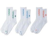 Under Armour Calcetines unisex UA 3-Maker de media caña media, paquete de 3, Blanco/Blanco/Azul Éter, M
