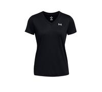 Under Armour Tech SSV Solid Camiseta de manga corta para mujer con cuello de pico, ligera camiseta de deporte, color negro/blanco