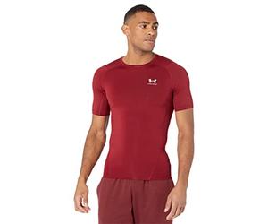 Under Armour - Camiseta de manga corta de compresión HeatGear para hombre, rojo cardenal (625) y blanco, talla S