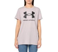 Under Armour Camiseta de Manga Corta UA Rival Logo para Mujer, Gris Amanecer/Negro, M