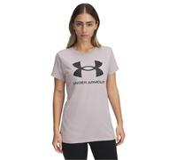 Under Armour Camiseta de Manga Corta UA Rival Logo para Mujer, Gris Amanecer/Negro, S