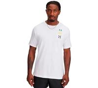Under Armour Camiseta para Hombre 60/40 con Logotipo Evolve, Blanco/Azul Marino Medianoche/Azul Marino Medianoche, S