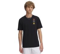Under Armour Camiseta para Hombre 60/40 con Logotipo Evolve, Negro/Blanco/Oro Campus, L