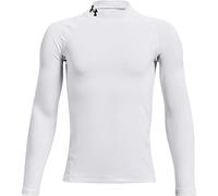 Under Armour CG Armour Mock LS Manga Larga para niño con tecnología antiolor, Camiseta térmica de Invierno ultracálida con Cuello de Polo, Blanco/Negro, XS para Niños
