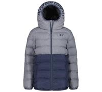 Under Armour Chaqueta Acolchada Pronto Colourblock para Niño con Tecnología UA Storm - Abrigo de Invierno Ligero y Cálido con Capucha, Bolsillos con Cierre a Presión, Gris/Jaspeado, de 12 a 13 años