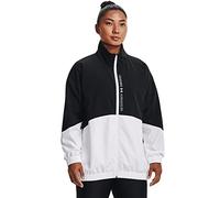 Under Armour Chaqueta Tejida FZ de Gran tamaño Rompevientos, (001) Negro/Blanco/Blanco, S para Mujer