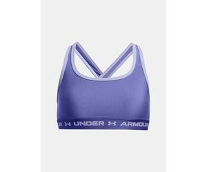 Under Armour Crossback Mid Solid Sujetador de deporte con espalda cruzada, ligero sujetador de niña para correr, color rosa fantasía/blanco/blanco