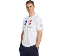 Under Armour Freedom Graphic - Camiseta de Manga Corta para Hombre, (100) Blanco/Acero/Logotipo, Large